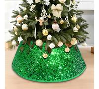 SilverChry Jupe de Sapin de Noël, Cache Pied Sapin de Noel, Jupe pour Arbre de Noël avec Paillettes 60×40cm, Couvre Pied de Sapin de Noel, Décoration de Festive Nouvel an (Vert)