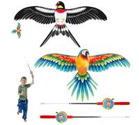 SilverChry Lot de 2 cannes à pêche dragon, petit dragon dynamique, pas de vent pour voler, convient aux enfants à partir de 3 ans