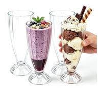 SilverChry Lot de 4 Bols à Dessert en Verre Transparent, 350 ml, Coupes à Dessert Réutilisable pour les Crèmes Glacées, les Milkshakes, les Desserts et les Salades de Fruits (350ML)