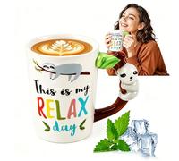 SilverChry Mug en Céramique, Tasse à Café de 400 Ml Avec Anse en Forme d'Animal, Un cadeau pour un être cher, la fête des pères, la fête des mères, un anniversaire ou un ami proche (Paresseux)