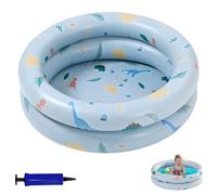 SilverChry Piscine Enfant, Piscine Pataugeoire Bebe, Piscine Gonflable Enfant, Piscine Gonflable à Double Anneau en PVC Premium de Qualité avec Fond de Bulle de Sécurité Gonflable (Dinosaure Bleu)