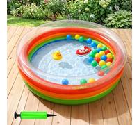 SilverChry Piscine Gonflable Pataugeoire, 122 x 25 Cm, Piscine Gonflable, Motif Hawaïen, avec Pompe à Air, Idéale pour Les Jardins, Balcons, Plages et Salles de Bain (Motif Arc-en-Ciel)