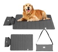 SilverChry Tapis d'Extérieur Pliant pour Chien, Coussin Chien Dehoussable et Lavable,Nettoyage Facile, Convient pour Une Utilisation en Intérieur et en Voyage (Dark Grey Fabric)