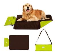 SilverChry Tapis d'Extérieur Pliant pour Chien, Coussin Chien Dehoussable et Lavable,Nettoyage Facile, Convient pour Une Utilisation en Intérieur et en Voyage (Green Fleece)