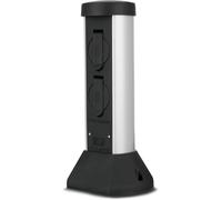 Silvercraft Bloc Multiprise D'Extérieur À 2 Prises, Hauteur : 36 Cm, Protection Ip44, Anti-Éclaboussures, Noir[DYB981902]