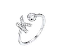 SILVERCUTE Bague Femme Initiale Ouverte en Argent 925 Alliance Lettre K Zirconium