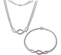 SilverDream Chaîne Bracelet Set de bijoux pour dames ovale argent scintillant SDS425W
