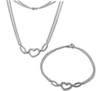 SilverDream Chaîne Bracelet Set de Bijoux pour Femme Coeur Argent scintillant SDS423W