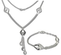 SilverDream Collier Bracelet Ensemble de bijoux pour dames Drop Argent mat SDS413