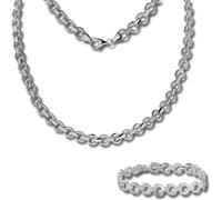 SilverDream Collier Bracelet Ensemble de bijoux pour dames rond argent mat SDS439J