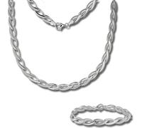 SilverDream Collier Bracelet Ensemble de bijoux pour femme Tresse Argent brillant SDS438J