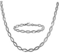 SilverDream Ensemble de bijoux Collier Bracelet en argent 925 VRAI Ovale Femme SDS455J
