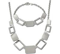SilverDream Ensemble de bijoux Collier Bracelet pour dames Square argent mat D2SDS411