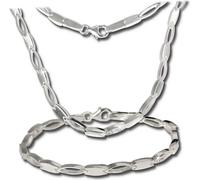 SilverDream Ensemble de bijoux Collier Bracelet pour femme ovale argent mat D2SDS403