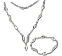 SilverDream Ensemble de bijoux Collier Bracelet pour femme Wave argent mat D2SDS410