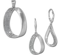 SilverDream Ensemble de bijoux pendentif boucles d'oreilles femme ovale argent scintillant D2SDS426W