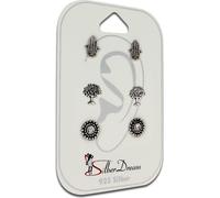 SilverDream Set de 3 bijoux Boucles d'oreilles Boucles d'oreilles en argent 925 Talisman blanc SDS805