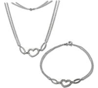 SilverDream Set de Bijoux Chaîne Bracelet pour Femme Cœur scintillant Argent D2SDS423W