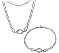 SilverDream Set de Bijoux Chaîne Bracelet pour Femme Ovale Argent Scintillant D2SDS425W
