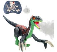 Silvergear® Dinosaure Télécommandé, RC Jouet | Voiture Télécommandée | Mouvements Réalistes, Effets de Lumière, Son et Fumée | Cadeau Noel, Garçons y Filles Tyrannosaure Rex | 36,5x14x19cm | Vert