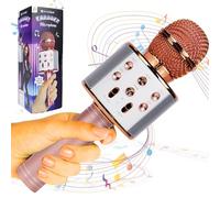 Silvergear® Micro sans Fil Karaoke pour Enfants avec Haut-Parleur Bluetooth | Fonction Enregistrement & Mode Selfie | Batterie 1200mAh | 5-6h d'Autonomie | Temps de Charge 3-4h | Or Rose