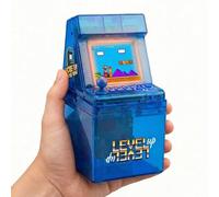 Silvergear® Mini Borne d’Arcade Rétro 240 Jeux | Console Arcade 8 Bit Portable | Pliable & Démontable | Éclairage LED | 9.4×9.4×10.4 cm | Transparent Bleu