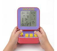Silvergear® Mini Console Arcade Rétro Bureau | Console Jeux Brick 26 Jeux 99 Niveaux | Mini Borne Arcade | Écran LCD 2 Bit | Console Portable | 9×6,5×9,5 cm | Rouge Violet