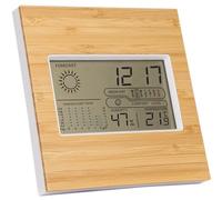 Silvergear® Réveil avec Station Météo | Réveil Numérique, Prévisions Météorologiques, Température, Humidité | Horloge de Prévisions Météorologiques | Station Météo Réveil en Bambou | Blanc