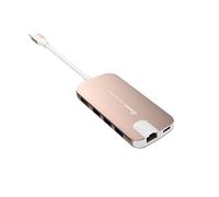 SilverHT 17120 - Adaptateur Type-C gn30h à Ethernet + Hub 5 en 1, Couleur Rose