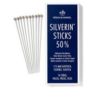 Silverin Stick Lot de 10 bâtonnets de lapis en nitrate d'argent nitrate de potassium | 50 % | Pour les verrues, viande sauvage, par exemple les piercings, les aphtes, la stomatite | 115 mm | élastique