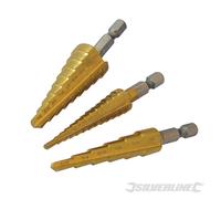 Silverline 151206 Forets étagés HSS avec revêtement en titane, 3 pcs