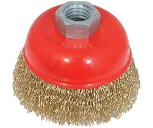 Silverline 208542 Brosse boisseau acier laitonné ondulé 75 mm