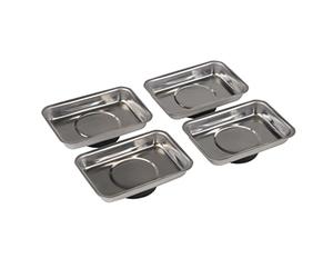 Silverline 250007 Lot de 4 plateaux magnétiques 95 x 65 mm, Argent