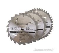 Silverline 260333 TCT Lames de scie circulaire 20, 24, 40 dents, 3 pcs