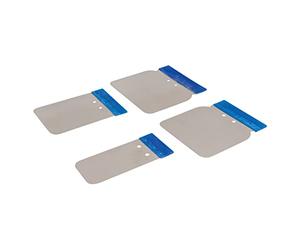 Silverline 427734 Jeu de 4 spatules de Carrossier INOX 50, 80, 100 et 120 mm