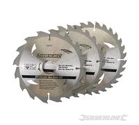 Silverline 436755 TCT Lames de scie circulaire 16, 24, 30 dents, 3 pcs