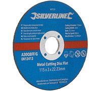 Silverline Disques à tronçonner les métaux, plats, paquet de 10. 115 x 3 x 22,23 mm
