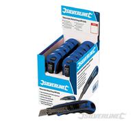 Silverline 633575 Boîte avec cutter à lame segmentée auto-rechargeable 18 mm, 10 pcs