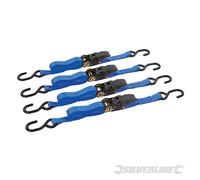 Lot de 4 sangles d'arrimage 900 kg à tendeur à cliquet caoutchouté 4 m x 25 mm SILVERLINE 648419