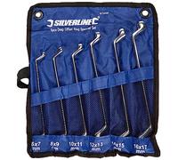 Silverline 673424 Jeu de 6 clés à oeil double bi-coudées 6 - 17 mm, Argenté.