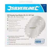 Silverline 801292 Lot de 3 lames scie circulaire carbure de tungstène 184 x 30 mm Bagues de 20 et 16 mm