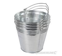 Silverline 907044 Lot de 3 Seaux en Acier galvanisé, Argent