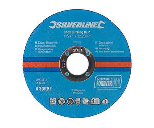 Silverline 972926 Lot de 10 disques à fente en acier inoxydable 115 x 1 x 22,23 mm
