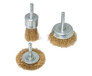 Silverline 985332 Jeu de 3 brosses métalliques Queue de 6 mm