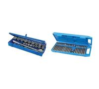 Silverline - Coffret clés et douilles métriques 3/4", 21 pcs (633663), Argent & 881641 - Coffret de 40 Embouts de Vissage - Torx/6 Pans/Spline