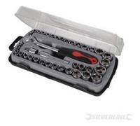 Silverline Coffret de clés à douilles 39 pièces AF/Métrique/Torx + rallonge et adaptateurs inclus