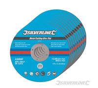 Silverline Disques à tronçonner les métaux, plats, paquet de 10. 115 x 3 x 22,23 mm