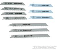 Silverline Lames de scie sabre pour le bois et le métal, jeu de 10 pièces