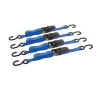 Lot de 4 sangles d'arrimage 900 kg à tendeur à cliquet caoutchouté 4 m x 25 mm SILVERLINE 648419
