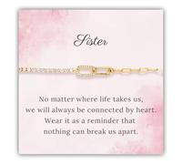 SilverLining Creation Bracelet en or à double maillons pour femme - Cadeau d'anniversaire pour sœur, cadeau cool pour sœur d'anniversaire, plaqué or 18 carats, zircone 5A, finition triple couche